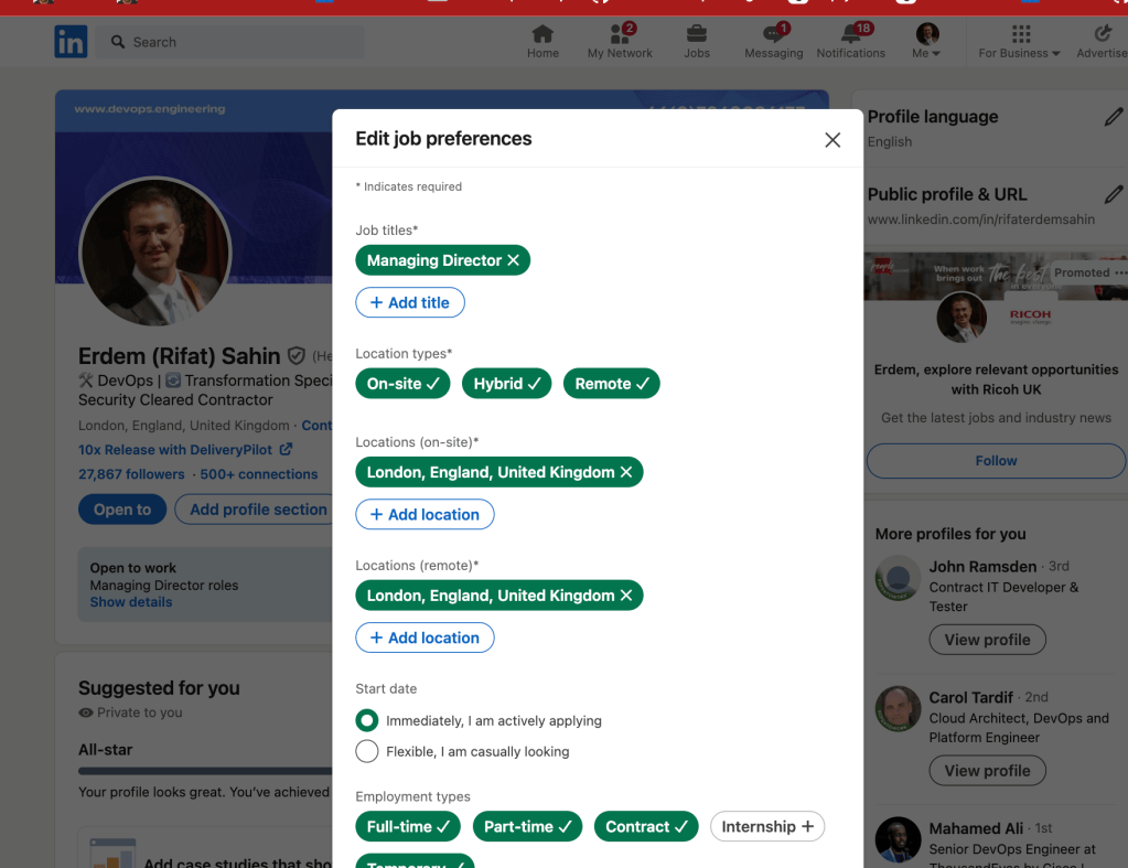 linkedin open to 1