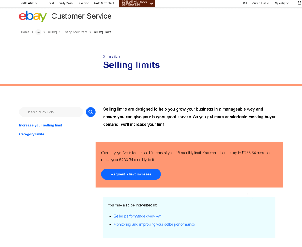 selling limits on 2