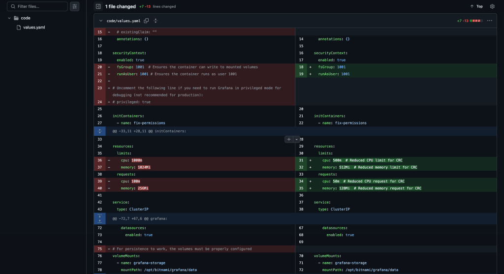 installing grafana with 13