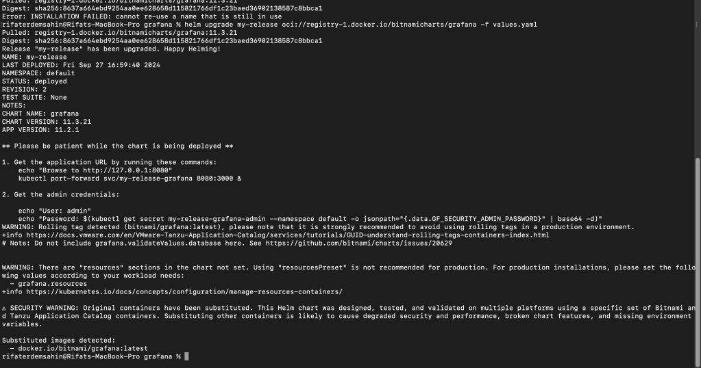 installing grafana with 10