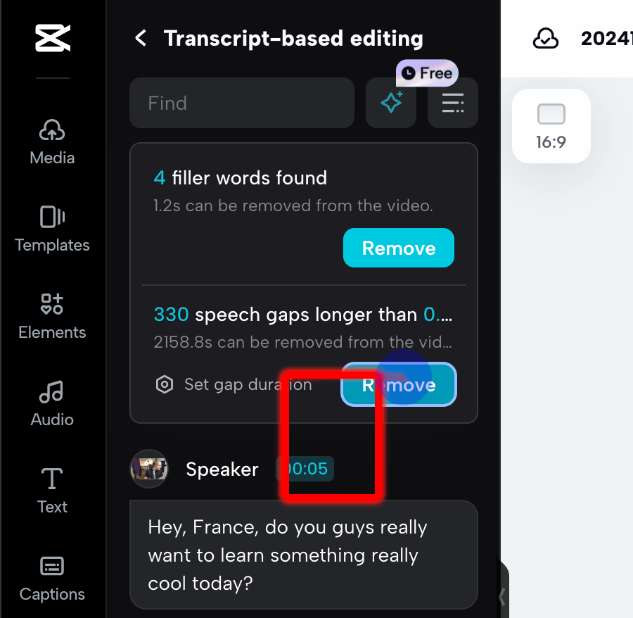 edit by transcript 17