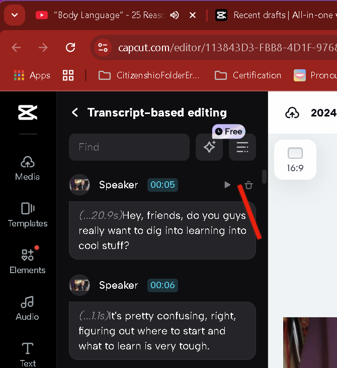 edit by transcript 9