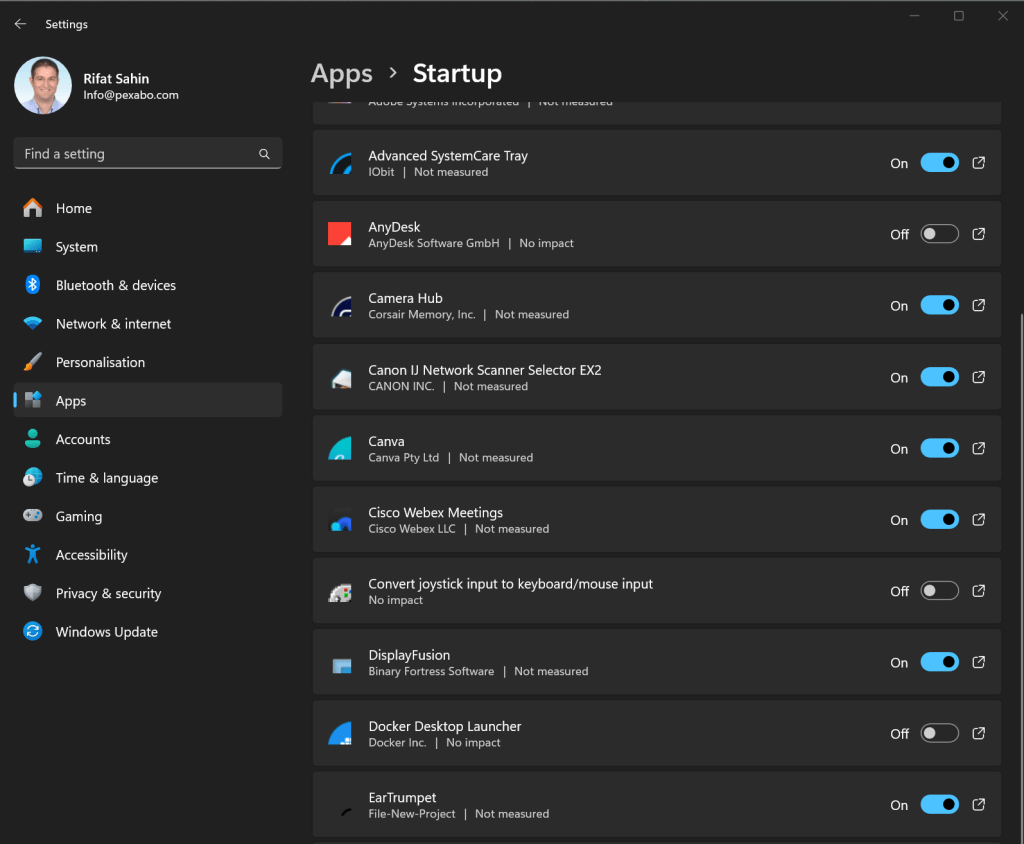 setting up startup 1