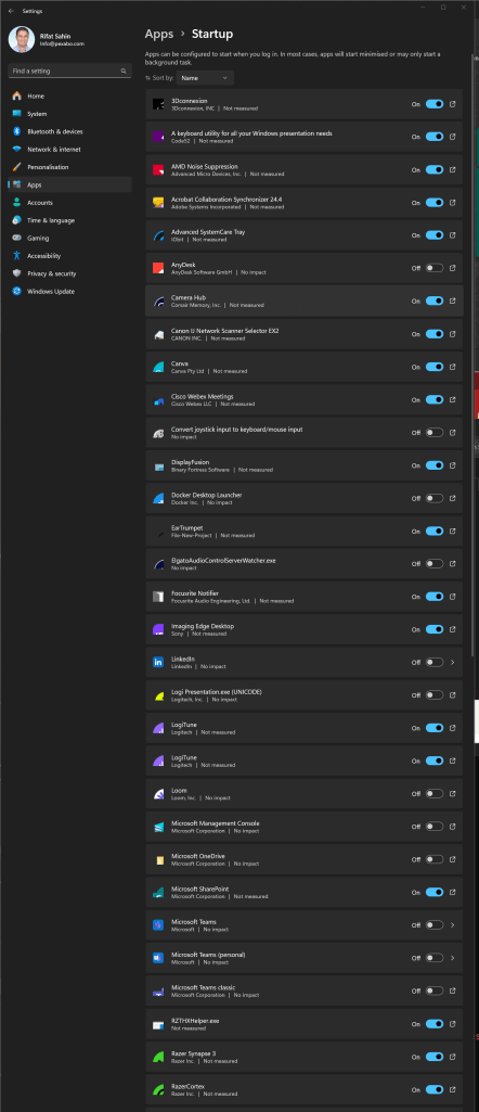 setting up startup 2