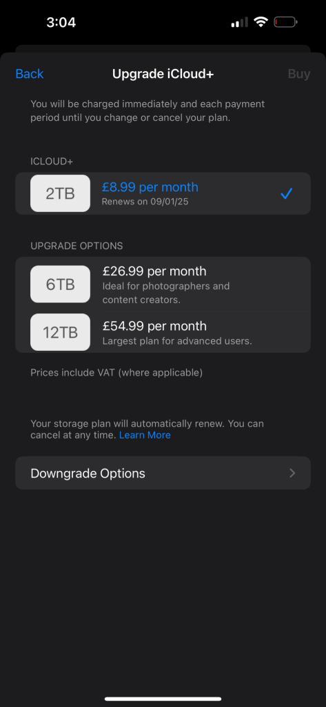 icloud storage takes 2