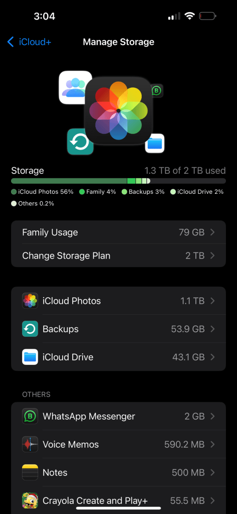 icloud storage takes 3
