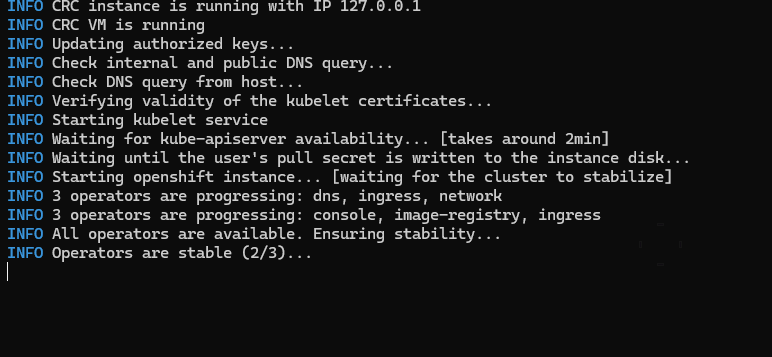 troubleshooting openshift crc 2