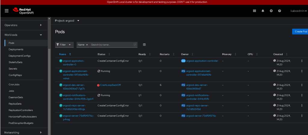 argocd development logs 11