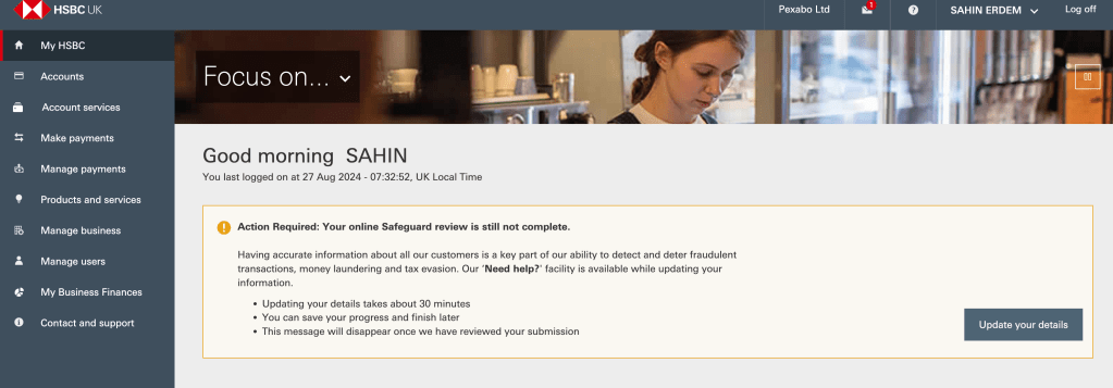 hsbc unable to 1