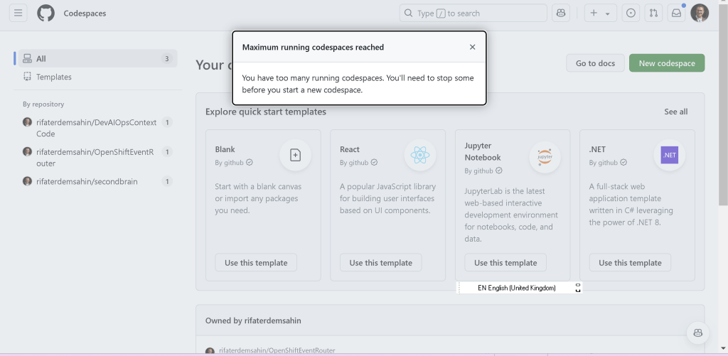 managing codespaces too 1