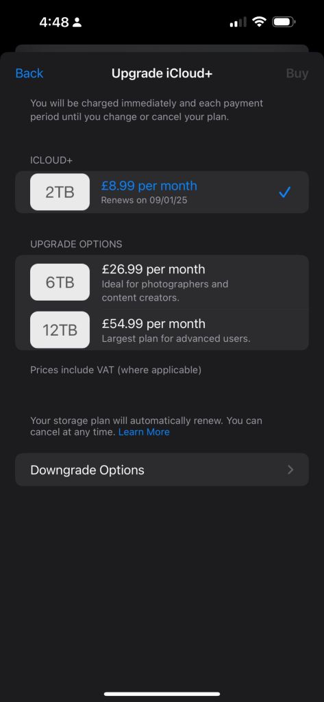 apple costs storage 5
